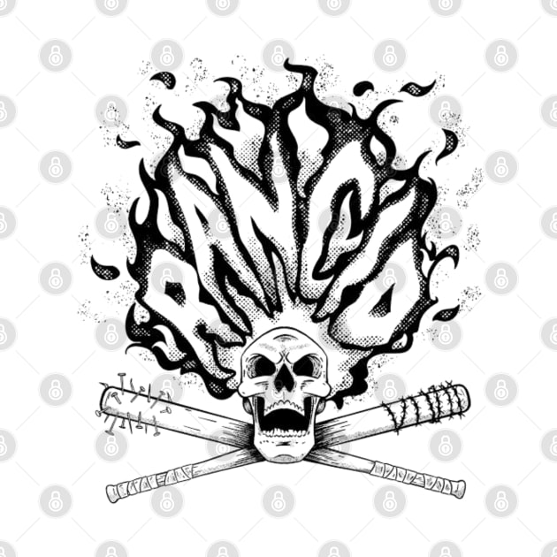 Skull Head Fire Of Rock Punk Black by AbigailArt