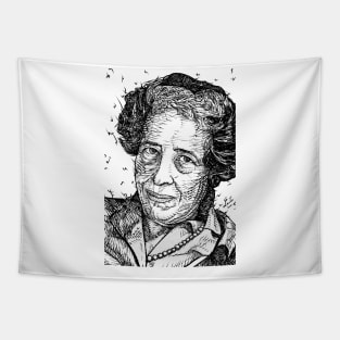 HANNAH ARENDT ink portrait .2 Tapestry