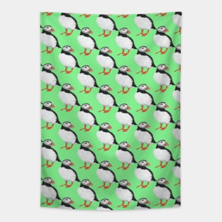 Puffin pattern on green Tapestry