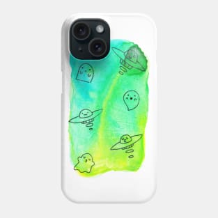 Watercolor Ghosts and UFO's Phone Case