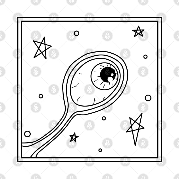 Psychedelic Space Eyeball Line Art Black by GoreInTheCorner