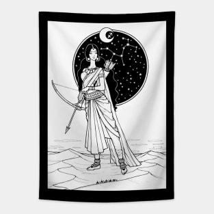 Indian Sagittarius In Black Design Tapestry