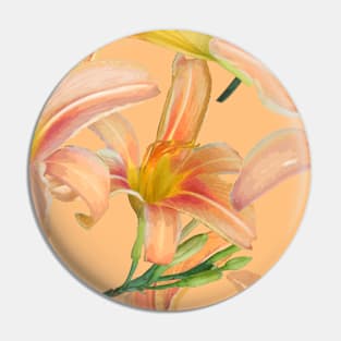 Tiger Lilies on Peach Repeat 5748 Pin