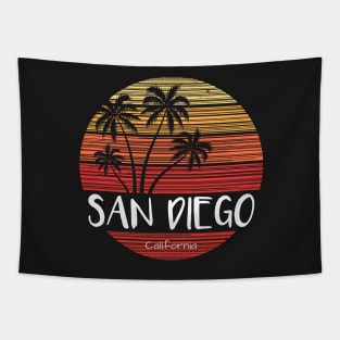 San Diego California Palm Trees Distressed Vintage CA Love Tapestry