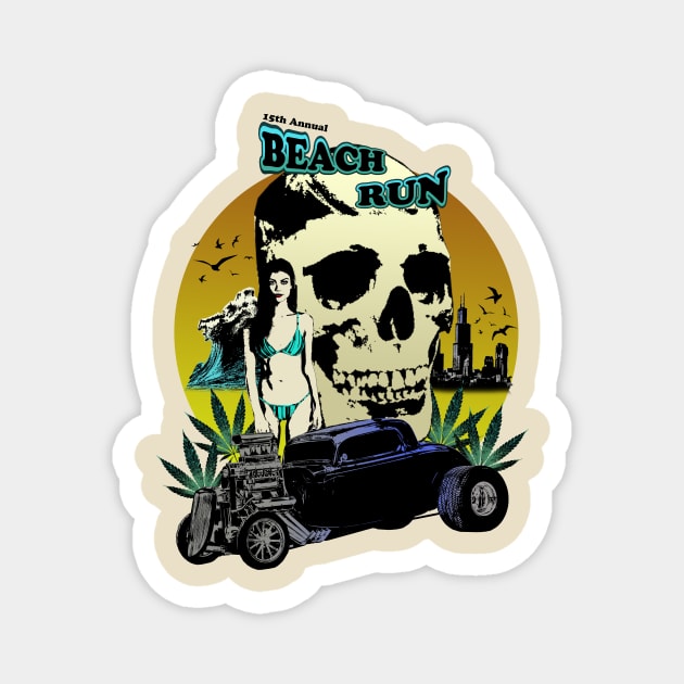 Beach run hot rod cruise Magnet by Ardi Ardissoni