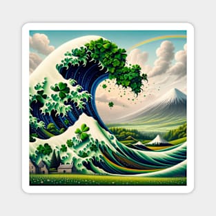 Emerald Wave: Kanagawa Meets St. Patrick's Day Magnet