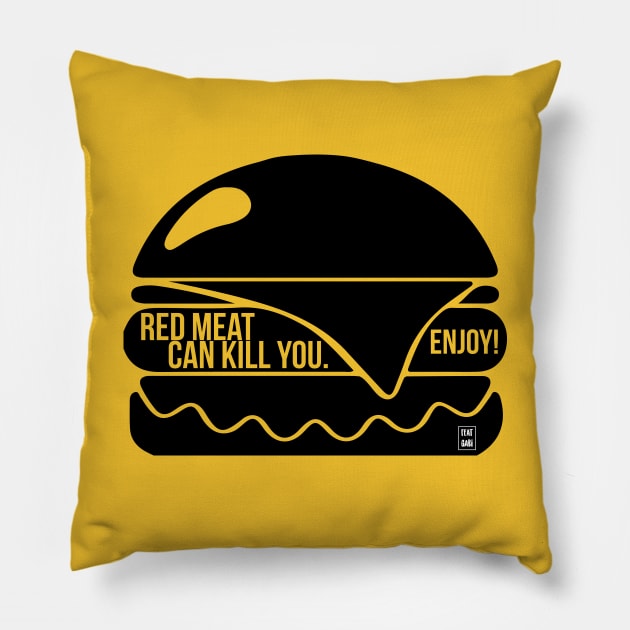 Red meat Pillow by Gabi Veiga