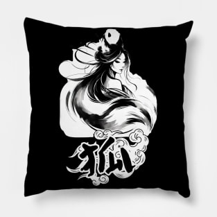 Mystical Kitsune Geisha Spirit Ink Art Pillow