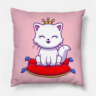 Cute Queen Cat Sitting On Pillow Cartoon Pillow