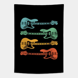 J-Style Bass Guitar Cool Retro Colors Tapestry