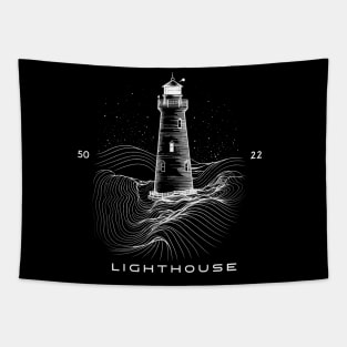 Lighthouse Minimalist Design with Mountain Tapestry