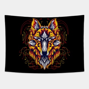 wolf fire rainbow Tapestry