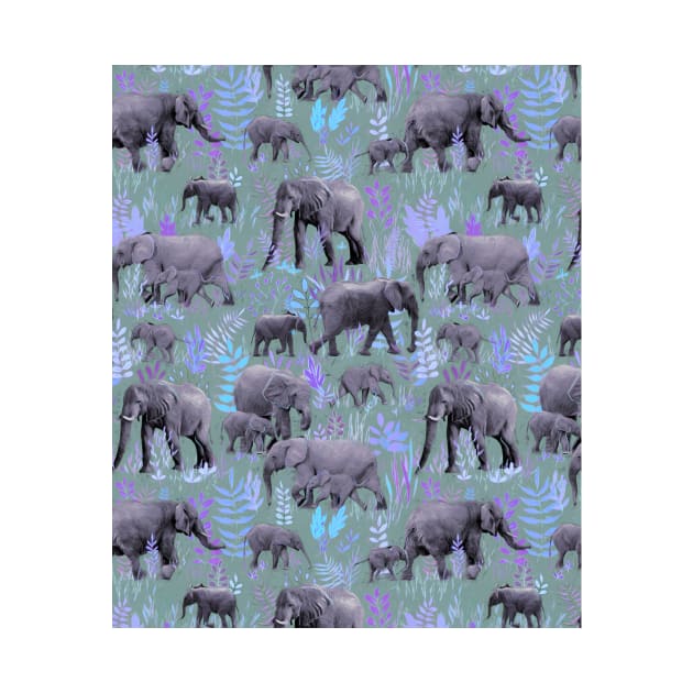 Sweet Elephants in Purple and Grey by micklyn