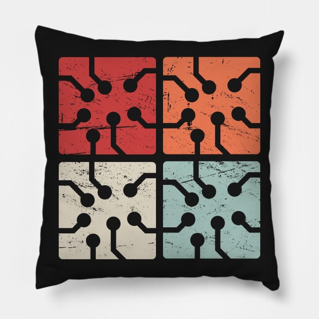 Retro Vintage Circuit Boards Pillow by MeatMan