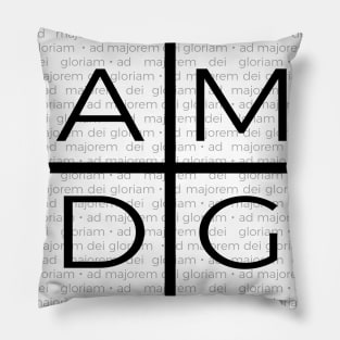 Ad Majorem Dei Gloriam Jesuit Cross with text black Pillow