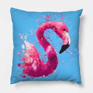 Dramabite Flamingo Pink Watercolor Painting Gift Wife Girlfriend Pillow