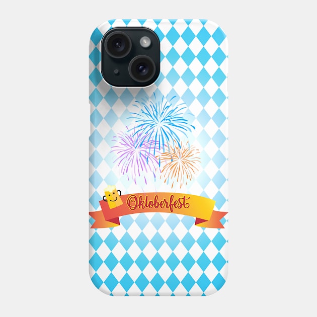 OKTOBERFEST beer festival decoration. Bavarian flag blue pattern. Octoberfest Holiday Party Design Phone Case by sofiartmedia