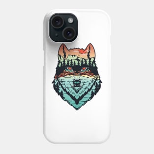 Colorfull wolf head forest Phone Case