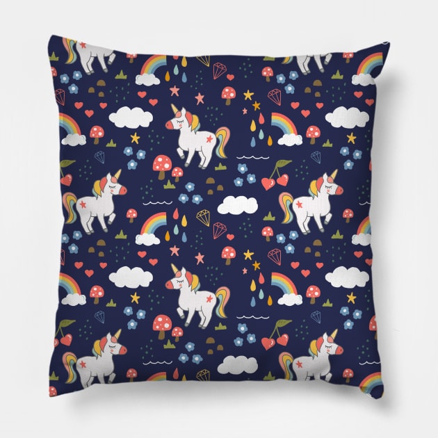 Unicorns and Rainbows Pillow by KathrinLegg