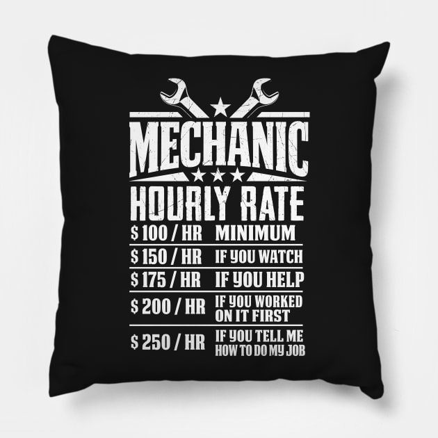 Funny Mechanic Hourly Rate - Graphic Design Pillow by ghsp