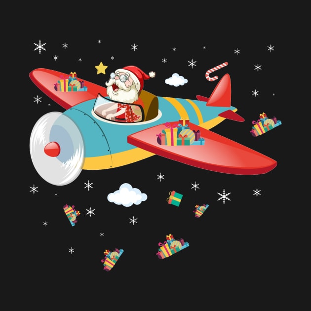 Christmas Santa Claus Pilot Flying Airplane TShirt Gift by mazurprop