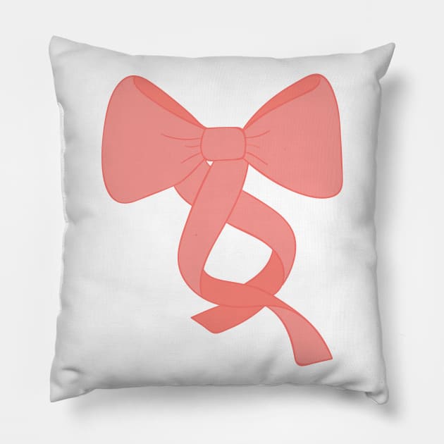 Coral Colored Ribbon/Bow Pillow by LittleMissy