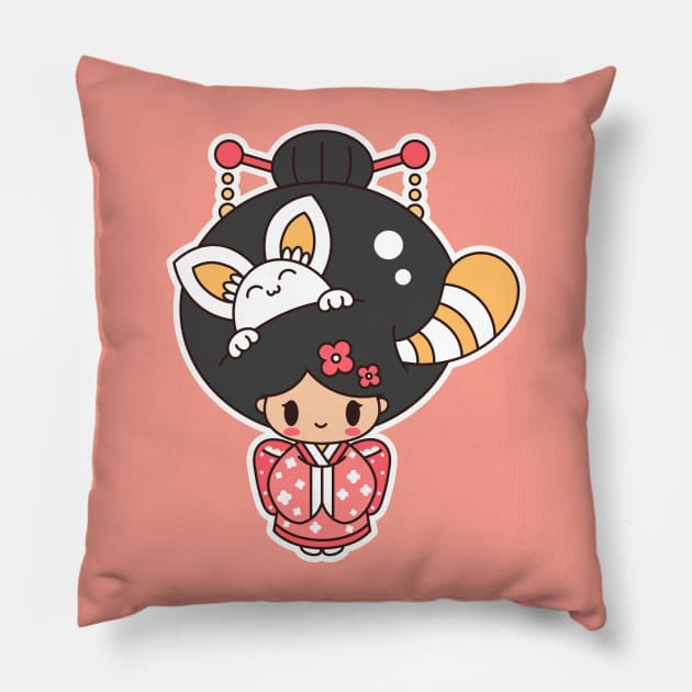 Kawaii Geisha Pillow by soyluigo