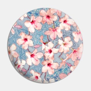 Shabby Chic Hibiscus Patchwork Pattern in Pink & Blue Pin