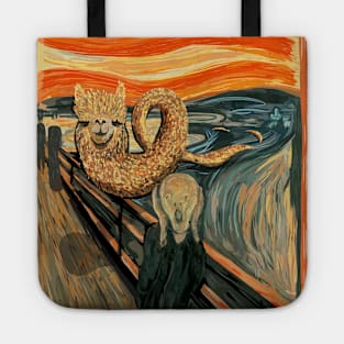 Funny Alpaca Loch Ness Monster The Scream Mashup Cryptid Tote