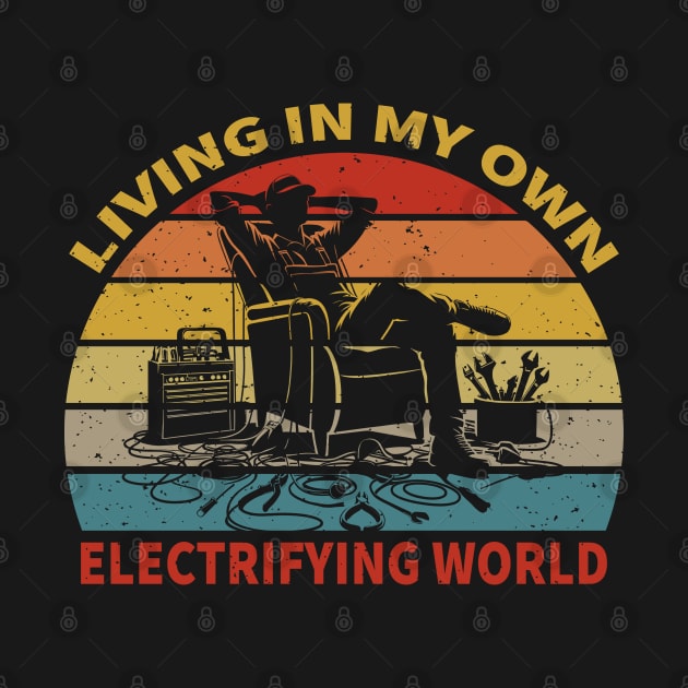 Retro Electrician Vintage Sunset Electrical Funny Lineman Humor by Graphic Monster