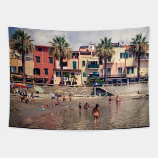 Summer Travel Vacation Beach Sea Palms Houses Italy Tapestry