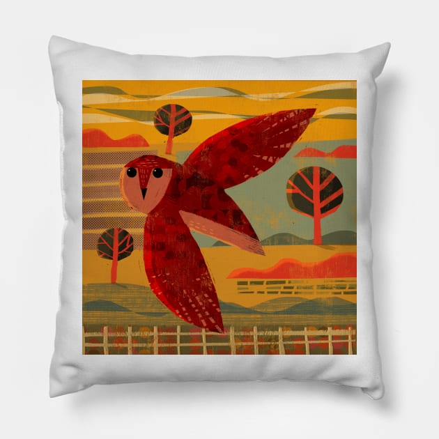 Owl at Sunset Pillow by Gareth Lucas