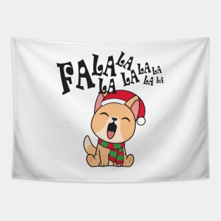 Cute Christmas Dog Singing Fa la la la Song Tapestry