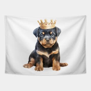 Watercolor Rottweiler Dog Wearing a Crown Tapestry