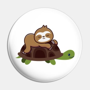 Sloth Sleeps On A Turtle Pin