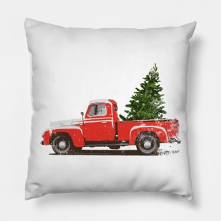 Vintage Pickup Truck Christmas Tree Pillow