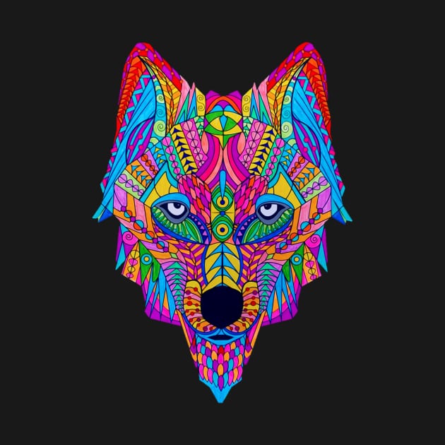 Psychedelic Wolf by Bododobird