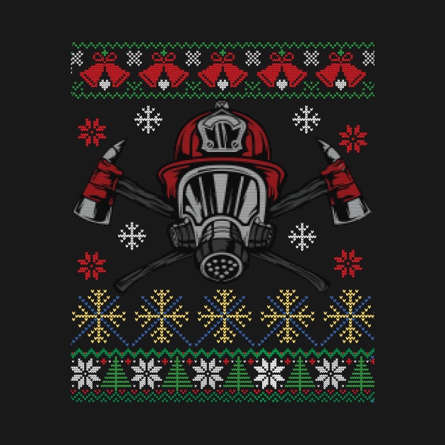 Xmas Firefighter Ugly Sweater Style Funny Xmas Gift by Essinet