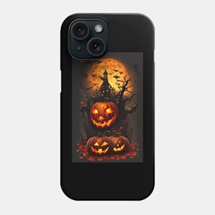 Haunted House And Pumpkins Phone Case