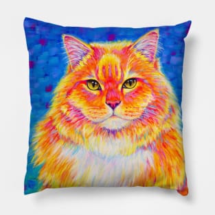 Colorful Orange Tabby Cat Pillow