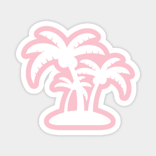 White Coconut Tree Summer Tropic Design on Pink Magnet