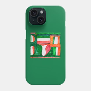 Italia flag surrounded by a love heart two squares ,two circles coloured background Phone Case