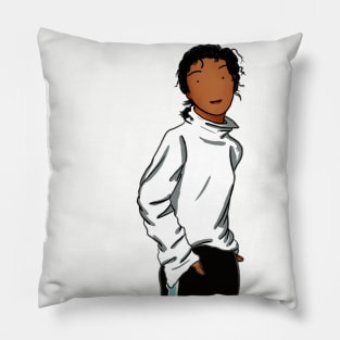 Girl in a white top Pillow