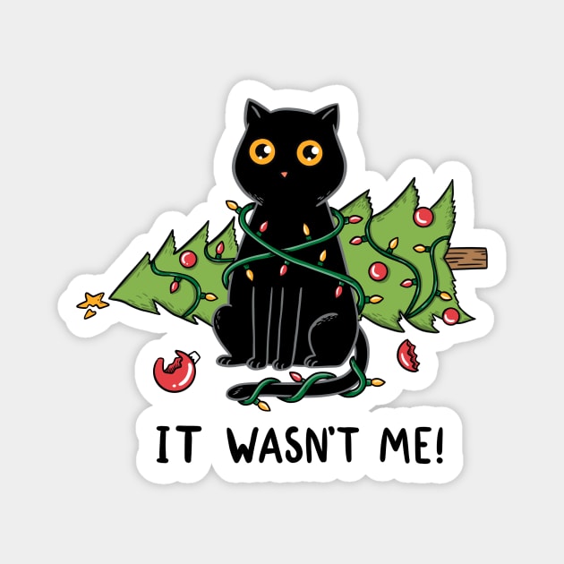 Cat and Christmas tree Magnet by coffeeman