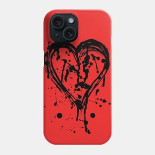 Heart drops of paint black sketch Phone Case