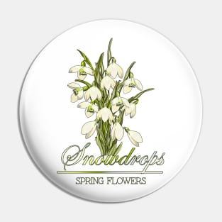 Spring flowers Snowdrops- Flower print gift Pin