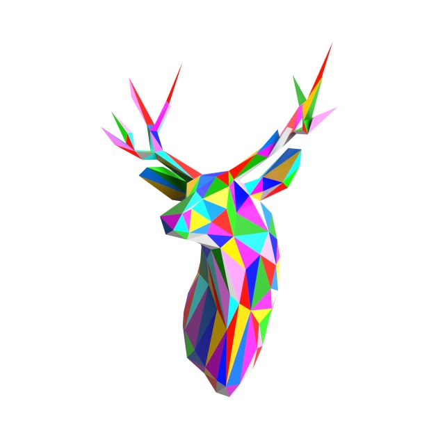 Coloured Faceted Stag Trophy Head by dotsan