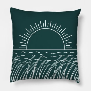 Hand drawn the beautiful white sunrise Pillow