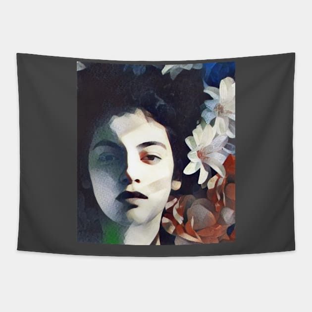 girl in flower Tapestry by TEEveryday