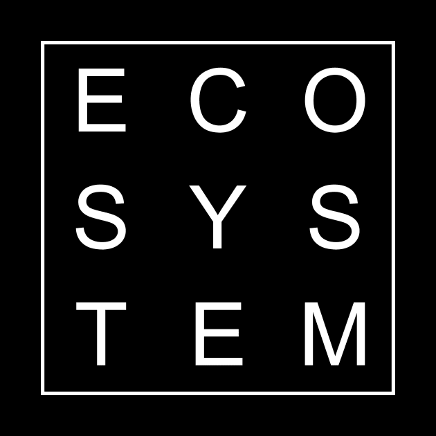 simple and minimalist design of ecosystem white word by Typography Dose